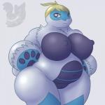 1:1 anthro anthrofied areola arthropod belly big_breasts big_butt black_body black_skin blonde_hair blue_body blue_skin breasts butt chest_tuft crabominable crustacean curvy_figure erect_nipples female fur generation_7_pokemon genitals grey_eyes hair hi_res huge_breasts looking_back marine multicolored_body multicolored_skin navel nintendo nipples non-mammal_breasts nude overweight overweight_anthro overweight_female pokemon pokemon_(species) pokemorph posexe pussy simple_background solo thick_thighs tuft voluptuous watermark white_background white_body white_fur wide_hips