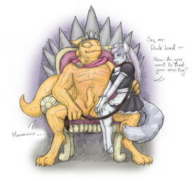 adolescent adult_on_adolescent age_difference anthro breasts cape chair clothed clothing collar crown dialogue dominant dominant_male duo erection feet female fur furniture genitals hair headgear holding_leash holding_object leash leashed_collar maid_uniform male male/female nude on_lap open_mouth penis royalty simple_background sitting sitting_on_lap smile submissive submissive_female submissive_young tail text throne toes translucent translucent_body uniform young young_anthro young_female meowmere mythology mari_(spyro604) domestic_cat dragon felid feline felis mammal mythological_creature mythological_scalie scalie english_text hi_res