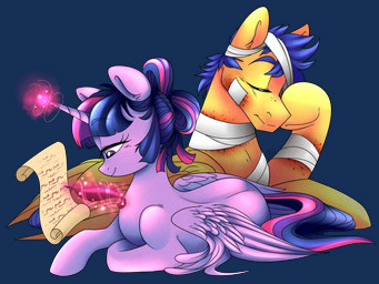 bandage blue_hair duo eyes_closed feathered_wings feathers female feral fur hair horn magic male male/female multicolored_hair orange_body orange_fur pen purple_body purple_eyes purple_feathers purple_fur purple_hair scroll simple_background transparent_background wings wounded writing_text dragonfoxgirl friendship_is_magic hasbro my_little_pony mythology flash_sentry_(mlp) twilight_sparkle_(mlp) equid equine mammal mythological_creature mythological_equine pegasus winged_unicorn 2016 4:3 alpha_channel