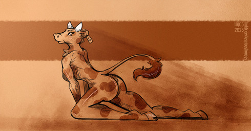 anthro breasts butt curvy_figure ear_piercing ear_tag ear_tuft female fur hooves horn inner_ear_fluff nude piercing simple_background slim slim_anthro slim_female small_waist solo tail tuft lusciouslioness bovid bovine cattle mammal 2025 digital_media_(artwork) hatching_(art) shaded sketch