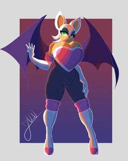 anthro camel_toe clothing female genital_outline simple_background smile solo tight_clothing vulva_outline wings juwu sega sonic_the_hedgehog_(series) rouge_the_bat bat mammal 4:5 absurd_res hi_res