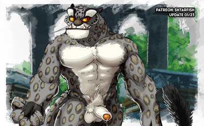 abs anthro balls biceps bodily_fluids erection fangs foreskin fur genital_fluids genitals grey_body grey_fur humanoid_genitalia humanoid_penis looking_at_viewer male manly markings muscular muscular_anthro muscular_male nude pecs penis precum solo spots spotted_body spotted_fur teeth whiskers yellow_sclera shtarfish dreamworks kung_fu_panda tai_lung_(kung_fu_panda) felid feline leopard mammal pantherine snow_leopard 2023 digital_media_(artwork) hi_res signature
