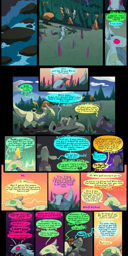 dark_clouds dialogue fantasy female feral forest male meadow outside plant text tree thepatchedragon dragonscape mythology logan_(thepatchedragon) maria_(thepatchedragon) sarah_(thepatchedragon) avian bird dinosaur dragon drekir mythological_creature mythological_scalie prehistoric_species reptile saurischian scalie theropod absurd_res comic english_text hi_res