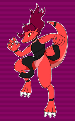 anthro black_clothing black_dress choker claws clothed clothing dress eyelashes falling featureless_crotch female freckled_face freckled_shoulders freckled_tail freckles hair jewelry long_eyelashes looking_at_viewer markings necklace no_underwear pattern_background pixelated pose red_body red_hair side_slit side_slit_clothing side_slit_dress simple_background slit_dress smile solo spot_freckles spots spotted_face spotted_markings spotted_shoulders spotted_tail striped_background tail tail_markings upskirt yellow_eyes ponponthedreambunny mythology 7_bit_hero_(character) chameleon dragon hybrid lizard mythological_creature mythological_scalie reptile scalie 2025 5:8 hi_res