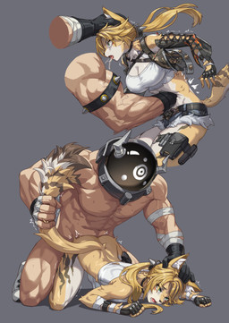ambiguous_penetration anthro anthro_penetrated armor ass_up biker_jacket bodily_fluids bottomwear breasts butt clothing defeated_heroine duo female female_penetrated forced fur gut_punch hand_on_head headgear headgear_only helmet helmet_only human_on_anthro human_penetrating human_penetrating_anthro interspecies male male/female male_penetrating male_penetrating_female muscular muscular_male orange_body orange_fur penetration rape ryona saliva sex shirt shorts size_difference tail tail_grab tank_top therian thug topwear situyan mihoyo zenless_zone_zero pulchra_fellini domestic_cat felid feline felis human mammal sand_cat better_version_at_source hi_res multiple_scenes