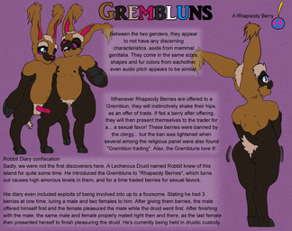 animal_genitalia anthro blush butt female genitals laugh looking_at_viewer looking_back looking_back_at_viewer male shaking_butt text tsunamidusher gremblun mammal english_text hi_res model_sheet