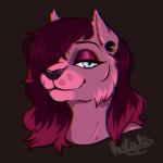 anthro blue_eyes dark ear_piercing eyebrows female fur hair looking_at_viewer piercing pink_body pink_fur pink_hair pose profile simple_background smile solo kotalis canid canine domestic_cat felid feline felis fox mammal 1:1 2019 absurd_res digital_drawing_(artwork) digital_media_(artwork) hi_res