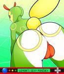 anthro anthrofied anus arthropod backsack bald balls big_butt butt butt_focus caterpie close-up conditional_dnp english_text generation_1_pokemon genitals hi_res insect larva lemoncore male nintendo pokemon pokemon_(species) pokemorph presenting presenting_hindquarters red_eyes shadow solo text