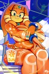 5_fingers anthro beach_umbrella belly big_breasts blue_eyes blue_nails bracelet breasts clothing cloud colored_nails eyelashes female fingers jewelry nails navel parasol sitting sky smile solo sunscreen tail text thick_thighs krokobyaka sega sonic_adventure sonic_the_hedgehog_(series) tikal_the_echidna echidna mammal monotreme 2025 artist_name digital_media_(artwork) hi_res