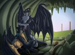 anthro bodily_fluids cave cum cum_in_mouth cum_inside duo genital_fluids genitals male male/male oral penis tail wings wrist_grab amateur_owl mythology askar x-wingred dragon mythological_creature mythological_scalie scalie absurd_res hi_res