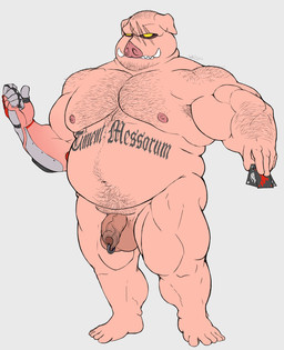 anthro arm_hair balls belly belly_hair biceps body_hair chest_hair eye_scar facial_scar feet flaccid foreskin fupa genital_piercing genitals male musclegut muscular muscular_arms muscular_male nipples nude overweight overweight_male pecs penis penis_piercing piercing quads scar solo toes tusks vein veiny_penis yellow_eyes wkd nintendo star_fox pigma_dengar domestic_pig mammal suid suine sus_(pig)