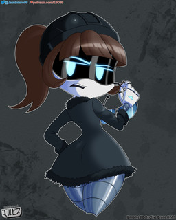 armor blue_eyes brown_hair butt clothed clothing eyewear female fingers glasses hair hat headgear headwear helmet looking_at_viewer looking_back machine not_furry open_mouth ponytail screen_eyes simple_background solo text unnamed_detective_drone white_body jackintaro glitch_productions murder_drones unnamed_character android humanoid robot robot_humanoid worker_drone 4:5 absurd_res digital_media_(artwork) hi_res url