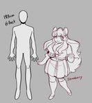 absurd_res animal_humanoid canid canid_humanoid canine canine_humanoid chart digital_drawing_(artwork) digital_media_(artwork) female fox_humanoid foxtrot_(glacierclear) glacierclear greyscale height_chart hi_res humanoid mammal mammal_humanoid monochrome strawberry_(glacierclear)