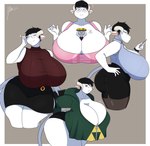 anthro big_breasts big_butt black_hair breasts butt eyewear female glasses hair horn huge_breasts huge_butt size_difference solo wide_hips jwinkz shaze bovid bovine cattle mammal 2022 absurd_res hi_res