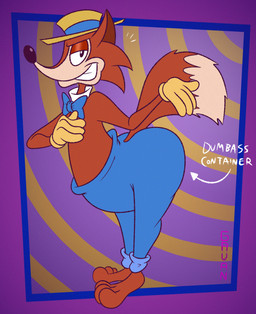 3_toes 4_fingers abstract_background anthro arched_back arrow_pointing_to_butt barefoot big_butt big_tail black_eyes black_nose blue_bottomwear blue_bow_tie blue_clothing blue_jeans blue_pants bottom_heavy bottomwear bow_tie butt cheek_tuft clenched_teeth clothed clothing denim denim_bottomwear denim_clothing derby dipstick_tail directional_arrow facial_tuft feet fingers fluffy fluffy_tail fur glance glancing_back gloves half-closed_eyes hand_on_chest hand_on_own_chest handwear hat headgear headwear jeans lines_drawn looking_at_viewer male markings multicolored_body multicolored_fur narrowed_eyes open_mouth open_smile orange_body orange_fur pants pear-shaped_figure plantigrade pose profanity raised_tail shirt_collar side_view smile solo standing tail tail_markings tan_body tan_fur tan_tail_tip teeth text toes toothy_grin topless topless_anthro topless_male tuft two_tone_body two_tone_fur white_sclera white_shirt_collar white_text wide_hips yellow_clothing yellow_gloves yellow_handwear yellow_hat yellow_headwear gavanzude columbia_pictures evil_container the_fox_and_the_crow fauntleroy_fox canid canine fox mammal red_fox true_fox 2025 alternate_version_at_paywall colored digital_media_(artwork) english_text flat_colors hi_res pinup signature