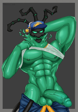 abs balls barazoku big_penis clothed clothing clothing_lift erection genitals glans gloves green_body handwear huge_penis looking_at_viewer male manly muscular muscular_humanoid muscular_male muscular_thighs nipples not_furry pecs penis shirt shirt_lift solo teasing thick_thighs topwear vein veiny_penis hassan_f50 league_of_legends riot_games tencent thresh humanoid spirit undead absurd_res hi_res