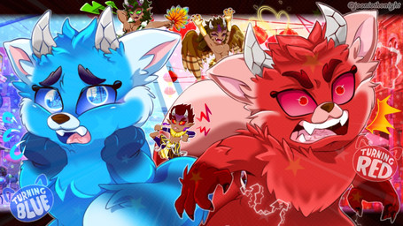 2_horns 4_fingers 5_fingers abs action_pose alternate_species angry anthro bent_arm black_eyeliner blue_body blue_bottomwear blue_clothing blue_eyebrows blue_eyes blue_fur blue_pants blue_sclera blue_tail bottomwear brown_body brown_hair brown_nose brown_skin brown_wings building claws closed_frown clothed clothed_humanoid clothed_male clothing devil_horns_(gesture) electricity extreme_size_difference eyebrows eyeliner feathered_wings feathers featureless_chest finger_claws fingers frown fur furrification gesture green_eyes green_hair grey_horn group hair hand_gesture hands_on_own_face holding_fan horn humanoid_pointy_ears kick lamp lantern larger_anthro larger_male light looking_at_viewer makeup male mouth_closed multicolored_body multicolored_fur multicolored_tail multicolored_wings muscular muscular_humanoid muscular_male open_mouth open_smile pants paper_lantern pecs photo_background pink_inner_ear pink_tail pink_tongue pointy_ears pose red_body red_claws red_eyebrows red_eyes red_fur red_sclera red_tail short_hair size_difference smaller_humanoid smaller_male smile tail talon_hands text text_in_eyes title tongue tongue_out wings worried_look yellow_eyes jooniethenight demon_slayer disney pixar turning_red aizetsu_(demon_slayer) karaku_(demon_slayer) sekido_(demon_slayer) urogi_(demon_slayer) zohakuten_(demon_slayer) ailurid demon demon_humanoid horned_humanoid humanoid mammal red_panda winged_humanoid 16:9 2024 artist_name colored crossover digital_drawing_(artwork) digital_media_(artwork) english_description japanese_text lighting photography_(artwork) widescreen