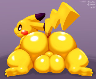 3_toes backsack balls big_balls big_butt butt butt_focus feet genitals looking_back lying male perineum rear_view shortstack shortstack_male smile solo toes yellow_balls yellow_perineum frumples nintendo patreon pokemon generation_1_pokemon pikachu pokemon_(species) 2019 digital_media_(artwork)