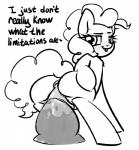 anus butt dildo dildo_sitting female feral genitals huge_dildo masturbation penetration pussy sex_toy solo text toying_self vaginal vaginal_masturbation vaginal_penetration slavedemorto friendship_is_magic hasbro my_little_pony pinkie_pie_(mlp) earth_pony equid equine horse mammal pony 2014 english_text hi_res monochrome