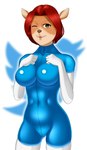 2019 absurd_res anthro aurora_(buffbumblebee) bangs big_breasts biped bodysuit breasts buffbumblebee cervine clothed clothing deer digital_drawing_(artwork) digital_media_(artwork) eyebrows eyelashes female fingers front_view fur gloves hair handwear hi_res latex legwear looking_at_viewer mammal one_eye_closed red_hair short_hair skinsuit smile solo standing stockings thigh_highs tight_clothing tongue tongue_out twitter twitter_logo wink