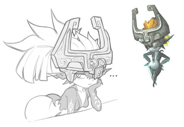 armor bent_over big_butt breasts butt ellipsis eyelashes featureless_breasts female front_view hair headgear helmet humanoid_pointy_ears one_eye_obstructed pointy_ears ponytail shortstack shortstack_female simple_background small_breasts solo white_background wide_hips danvil_0 nintendo the_legend_of_zelda twilight_princess midna humanoid imp twili hi_res