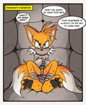 3_toes anthro barefoot bdsm bondage bound collar cuff_(restraint) dungeon feet foot_focus fully_bound gag gagged male muzzle_(object) padded_room plantigrade prisoner restrained restraints shackles soles solo straitjacket submissive submissive_male text toes vagabondwolves sega sonic_the_hedgehog_(series) miles_prower canid canine fox mammal english_text