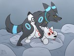 bed black_body black_fur blep collar dark_body dark_fur eunuch feral fur furniture humping male pillow plush_humping plushie plushophilia solo tongue tongue_out muskydusky capcom clover_studio nintendo okami_(capcom) pokemon amaterasu_(okami) umbre_(umbre2597) canid canine deity eeveelution generation_2_pokemon mammal pokemon_(species) shiny_pokemon umbreon 4:3 animated frame_by_frame short_playtime