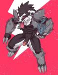 anthro balls black_body black_fur claws erection front_view fur genitals humanoid_genitalia humanoid_penis male nude penis simple_background smile solo standing tongue tongue_out white_body white_fur luwei_(artist) nintendo pokemon generation_8_pokemon mammal mustelid obstagoon pokemon_(species) 2019 alternate_version_at_source