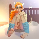 eyewear feet femboy genitals glasses hair horn long_hair male penis red_hair slim solo tail toukka demon humanoid succubus 1:1 low_res tagme