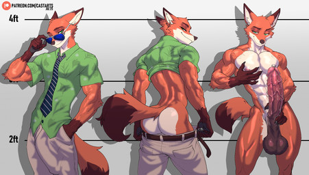 abs anthro back_muscles balls bedroom_eyes biceps big_balls big_penis biped bodily_fluids bubble_butt butt claws dipstick_tail erection genital_fluids genital_outline genitals glans huge_penis humanoid_genitalia humanoid_penis male markings muscular muscular_anthro muscular_male muscular_thighs narrowed_eyes nipples nude pecs penis precum saggy_balls seductive solo tail tail_markings vein veiny_balls veiny_muscles veiny_penis castbound disney zootopia nick_wilde canid canine fox mammal red_fox true_fox hi_res