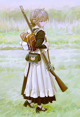 apron backpack black_clothing black_footwear black_shoes clothed clothed_female clothed_humanoid clothing female flintlock footwear grey_hair gun hair human_and_animal_ears maid_apron maid_uniform multi_ear outside ranged_weapon shoes solo uniform weapon fkey feiqizi_(fkey) animal_humanoid cat_humanoid felid felid_humanoid feline feline_humanoid humanoid mammal mammal_humanoid 2026 full-length_portrait hi_res portrait