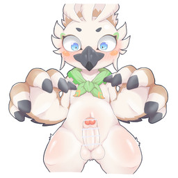 anthro balls beak biped black_beak black_body black_eyebrows black_feathers blue_eyes blush blush_lines blush_stickers brown_body brown_feathers censor_bar censored_genitalia censored_penis erection eyebrows facial_markings facial_tuft feather_hair feather_hands feathers fingerless_(marking) foreskin genitals glans glistening glistening_body glistening_eyes glistening_genitalia glistening_glans glistening_penis green_kerchief green_neckerchief head_markings humanoid_genitalia humanoid_penis kerchief kerchief_only looking_at_viewer male male_anthro markings mismatched_genitalia mismatched_humanoid_penis mismatched_penis mostly_nude mostly_nude_anthro mostly_nude_male mouth_closed multicolored_body multicolored_feathers multicolored_kerchief multicolored_neckerchief navel neckerchief neckerchief_only neckwear non-mammal_balls non-mammal_navel orange_cheeks orange_kerchief orange_neckerchief partially_retracted_foreskin penis pink_glans pseudo_hair shaft_divide simple_background solo standing tuft two_tone_kerchief two_tone_neckerchief white_background white_balls white_body white_feathers white_penis young young_anthro young_male suzuki_(2023) nintendo the_legend_of_zelda tulin_(tloz) avian rito 1:1 2024 censored digital_media_(artwork) hi_res