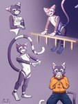 anthro blue_eyes clothing container cup hoodie inner_ear_fluff long_tail looking_at_viewer male mug navel solo stretching tail topwear tuft whiskers lorcat liam_(lorcat) domestic_cat felid feline felis mammal 3:4 hi_res