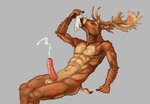 anthro antlers balls bodily_fluids brown_body brown_fur clothing cum cumshot ejaculation erection eyes_closed footwear foreskin fur genital_fluids genitals grey_background hands-free holding_clothing holding_footwear holding_object holding_socks horn humanoid_genitalia humanoid_penis male muscular muscular_anthro muscular_male musk_worship nude_anthro nude_male open_mouth orgasm orgasm_from_sniffing penis simple_background sitting sniffing sniffing_clothes sniffing_sock sock_fetish sock_sniffing socks solo tan_body tan_fur fallowfox deer mammal