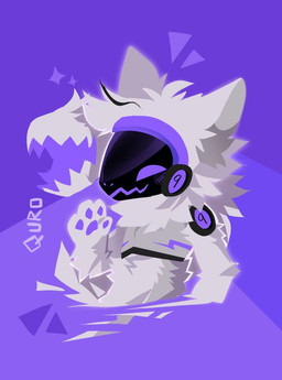 anthro biped fur gesture living_tail looking_at_viewer machine male pawpads purple_background purple_pawpads simple_background solo tail unusual_anatomy unusual_tail waving waving_at_viewer white_body white_fur devi_mtko protogen lineless