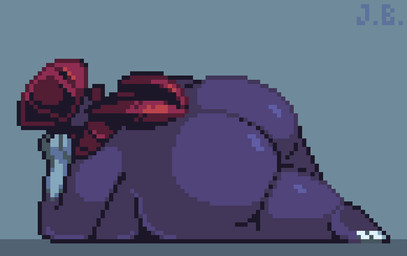 anthro arm_support back_boob big_breasts big_butt black_body breasts butt curvy_figure female grey_background hair head_on_hand huge_breasts huge_butt lounging lying nude obese obese_anthro obese_female on_side overweight overweight_anthro overweight_female pokemorph rear_view red_hair simple_background solo thick_thighs jellybru nintendo pokemon generation_4_pokemon mammal pokemon_(species) weavile 2021 digital_media_(artwork) full-length_portrait pixel_(artwork) portrait signature