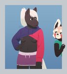 anthro breasts clothing duo eye_contact female hoodie looking_at_another nipples star_eyes topwear frikinky eira nanda ailurid equid equine horse mammal red_panda hi_res trans_(lore) trans_woman_(lore)