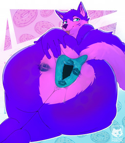 anal_fluids anthro anus anus_focus big_anus big_butt blue_anus blue_eyes bodily_fluids butt butt_focus eyewear female gaping glasses hair huge_butt kiss_mark kiss_mark_on_anus kiss_mark_on_butt nude nude_anthro nude_female puffy_anus short_hair simple_background solo spread_anus spread_butt spreading sweat sweatdrop sweaty_butt thick_thighs tongue tongue_out mirok canid canine canis domestic_dog husky mammal nordic_sled_dog spitz colored hi_res trans_(lore) trans_woman_(lore)