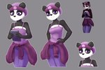 anthro black_body black_fur clothed clothing female fur looking_at_viewer purple_eyes simple_background smile solo white_body white_fur kanashiipanda stefano_d'angelo book_of_lust lillian_grey bear giant_panda mammal 2022 3:2 hi_res