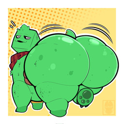 all_fours ambiguous_gender big_butt butt feral furgonomics furry-specific_piercing green_body grey_eyes huge_butt kerchief looking_at_viewer looking_back neckerchief neckwear open_mouth pawpads piercing solo tail tail_piercing thick_thighs wide_hips yamwamm microsoft minecraft mojang xbox_game_studios creeper_(minecraft) hi_res