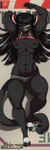 4_toes 5_fingers abs anthro bandage barely_visible_genitalia barely_visible_pussy black_body black_fur black_hair black_nipples blush bottomwear bracelet breasts clothed clothing dakimakura feet female fingers fur genitals hair hotpants jewelry long_hair looking_at_viewer lying muscular muscular_anthro muscular_female nipples on_back one_eye_closed patreon_logo pubes pussy raised_clothing raised_shirt raised_topwear shirt shorts smile solo text thick_thighs toes topwear website_logo wraps yellow_eyes chalo las_lindas patreon rachael_saleigh domestic_cat felid feline felis mammal 1:3 dakimakura_design hi_res url