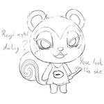 :3 anthro bottomless brush chibi clothed clothing dialogue female hair looking_at_viewer makeup messy_fur messy_hair on_model profanity round_ears running_eyeliner running_makeup shirt shirt_only simple_background slightly_chubby solo swirl_pattern text tired_eyes toothbrush topwear topwear_only white_background simski animal_crossing nintendo pecan_(animal_crossing) mammal rodent sciurid tree_squirrel 1:1 english_text hi_res monochrome sketch