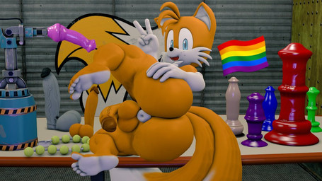 anal_beads animal_dildo animal_sex_toy anthro anus armwear balls big_butt butt clothing dildo elbow_gloves equine_dildo femboy flaccid freckles genitals gesture gloves hand_gesture hand_on_butt handwear huge_butt lgbt_pride looking_at_viewer looking_back looking_back_at_viewer male open_mouth open_smile penis pride_color_flag puffy_anus sex_toy smile smiling_at_viewer solo thick_thighs v_sign sonico4ever lgbt_pride_month sega sonic_the_hedgehog_(series) miles_prower canid canine fox mammal red_fox true_fox 3d_(artwork) digital_media_(artwork)