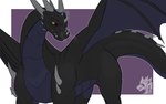 ambiguous_gender black_body black_scales black_sclera feral grey_horn grey_nose_horn horn membrane_(anatomy) membranous_wings scales solo ventral_scales wings yellow_eyes zyria mythology dragon mythological_creature mythological_scalie scalie 16:10 2024 hi_res widescreen