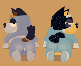 after_anal after_sex all_fours anthro arm_support arms_bent backsack balls bedroom_eyes big_butt big_ears big_eyes biped black_body black_ears black_eyes black_fur black_nose blue_balls blue_body blue_ears blue_eyebrows blue_fur blue_tail bodily_fluids body_hair brown_inner_ear brown_tail butt cum cum_from_ass cum_in_ass cum_inside curved_tail dark_body dark_fur duo eyebrows feet fingers fur genital_fluids genitals glistening glistening_balls glistening_butt glistening_genitalia glistening_nose gloves_(marking) grin grinning_at_viewer hairy_balls half-closed_eyes head_turned iris leg_markings light_body light_fur light_markings looking_at_viewer looking_back looking_back_at_viewer male markings mature_anthro mature_male monotone_background monotone_balls monotone_genitals mouth_closed multicolored_body multicolored_fur multicolored_tail narrowed_eyes no_pupils nude nude_anthro nude_male one_ear_up plantigrade pointy_ears prick_ears rear_view seductive shadow simple_background smile smiling_at_viewer smirk smirking_at_viewer snout socks_(marking) tail tan_background tan_eyebrows tan_tail teeth thick_eyebrows two_tone_body two_tone_fur white_body white_fur white_markings white_sclera yellow_balls yellow_body yellow_fur yellow_inner_ear courtzside45 bluey_(series) bandit_heeler stripe_heeler australian_cattle_dog canid canine canis cattledog domestic_dog herding_dog mammal pastoral_dog 2026 digital_drawing_(artwork) digital_media_(artwork) hi_res brother_(lore) brothers_(lore) sibling_(lore)