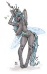 anthro anthrofied blue_hair blue_tail breasts collarbone crown female genitals green_eyes hair half-closed_eyes hanging_breasts headgear hooves horn insect_wings lips long_hair long_tail narrowed_eyes nipples non-mammal_breasts nude pointy_breasts pussy sagging_breasts smile solo standing tail unicorn_horn wide_hips wings reptilian_orbit friendship_is_magic hasbro my_little_pony queen_chrysalis_(mlp) arthropod changeling 2020 hi_res signature