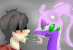 anthro blush dragon drooling eye_contact female feral goo goodra green_eyes grey_background half-closed_eyes human human_on_anthro interspecies kissing nintendo open_mouth pink_tongue plain_background pokémon purple_skin saliva saliva_string side_view slime slug snorgastic tongue tongue_out video_games
Rating: Questionable
Score: 7
User: Snorgastic
Date: February 19, 2014