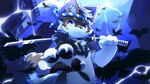 4_fingers :< anthro biped blue_eyes blue_sky blush blush_lines chest_tuft city city_background cityscape claws electricity fingers fluffy fluffy_tail fur grey_body grey_fur holding_melee_weapon holding_object holding_sword holding_weapon inner_ear_fluff kemono lightning looking_at_viewer looking_down looking_down_at_viewer low-angle_view male melee_weapon multicolored_body multicolored_fur neck_tuft outside pawpads paws reaching reaching_towards_viewer sky solo standing sword tail thunder tuft weapon white_body white_fur hlg7777 avian bird canid canine canis corvid corvus_(genus) crow domestic_dog mammal oscine passerine 2024 blue_theme cool_colors digital_drawing_(artwork) digital_media_(artwork) shaded wallpaper