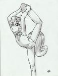 anthro anthrofied clothing female horn leotard looking_at_viewer pose solo stretching bhawk friendship_is_magic hasbro my_little_pony mythology sweetie_belle_(mlp) equid equine mammal mythological_creature mythological_equine unicorn 2018 monochrome traditional_media_(artwork)