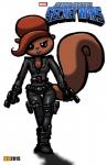 anthro belt breasts brown_hair cleavage clothed clothing female gun hair leather ranged_weapon solo super_secret_secret_wars weapon hentai_boy_(artist) hanna-barbera marvel secret_squirrel_show black_widow_(marvel) penny_squirrel secret_squirrel mammal rodent sciurid tree_squirrel